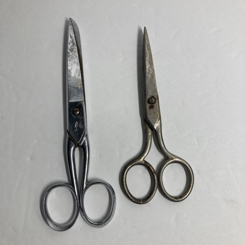 Vintage Sewing Scissors Lot Of 2 Hot Drop Forged in Italy and one other Pair